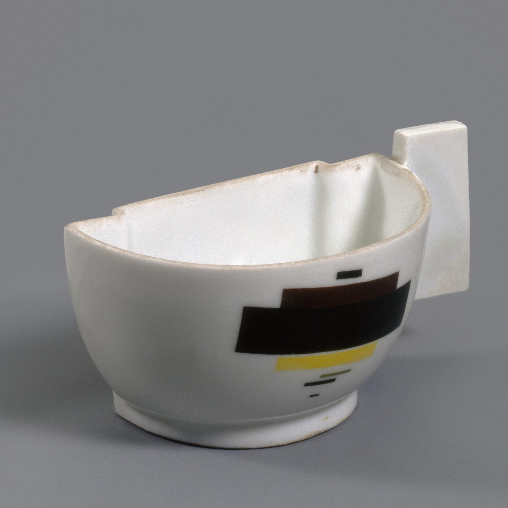 Soviet porcelain suprematism half cup by Malevich and Suetin. 1923. State Porcelain Factory, St Petersburg