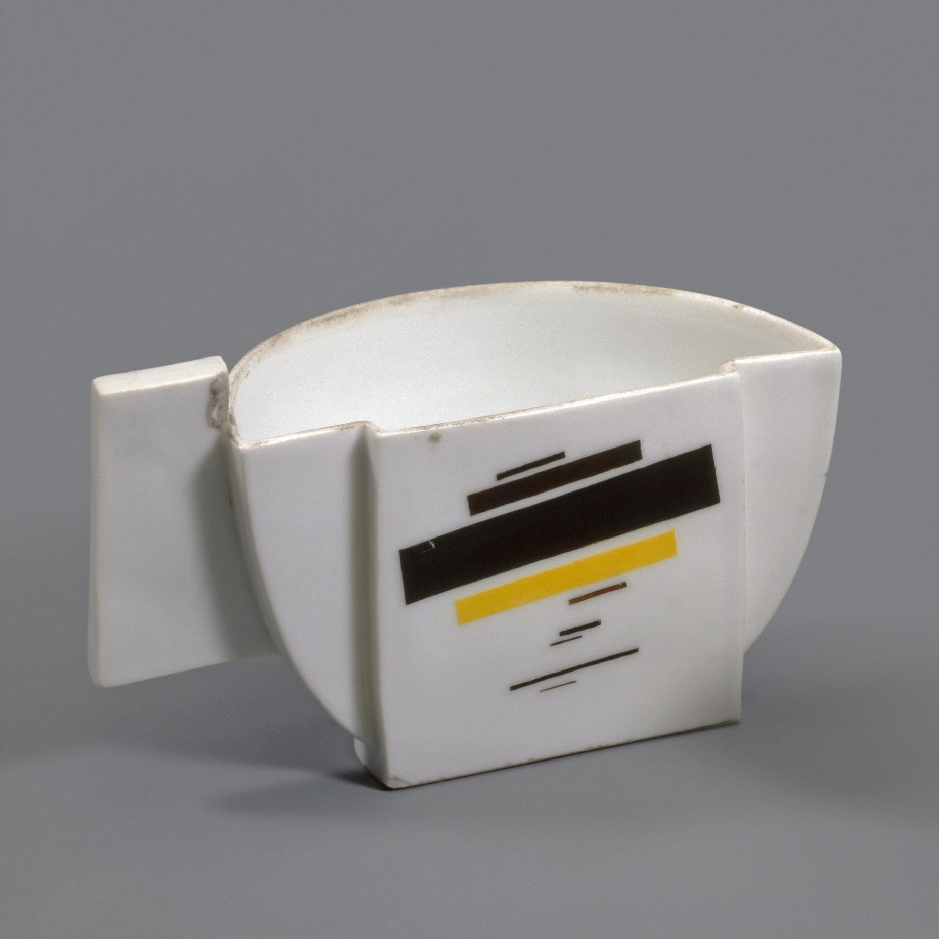 Soviet porcelain suprematism half cup by Malevich and Suetin. 1923. State Porcelain Factory, St Petersburg