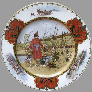 Kornilov Brothers Bilibin plate #9. After Ivan Bilibin's illustration for "Frog Princess" Russian fairytale book.