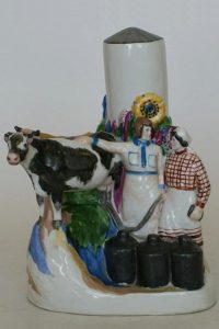 Soviet Lomonosov porcelain figural group "Milkmaids" by Zhiradkov