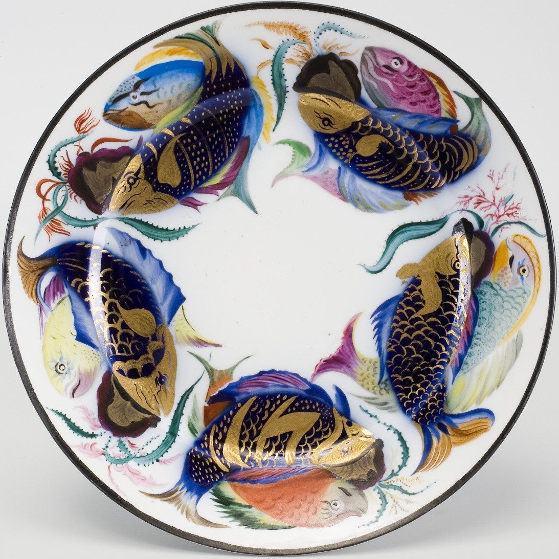 Soviet porcelain plate Fish by Kobyletskaya