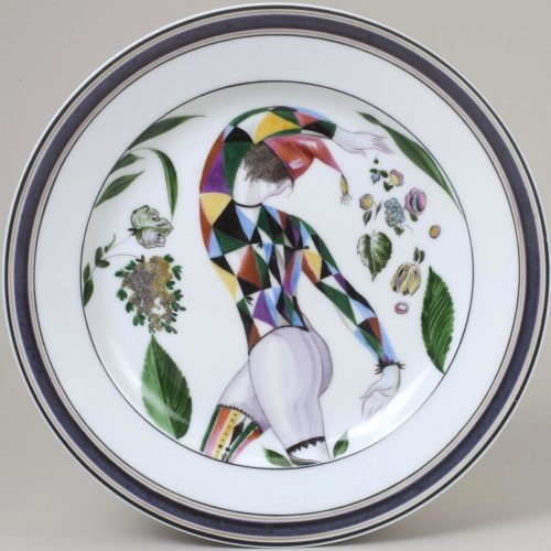 Soviet porcelain plate Harlequin after Vyechegzhanina