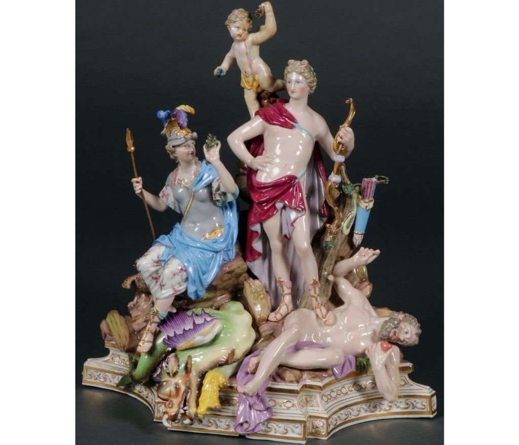 Meissen figural group Apollo and Minerva. Model number 32