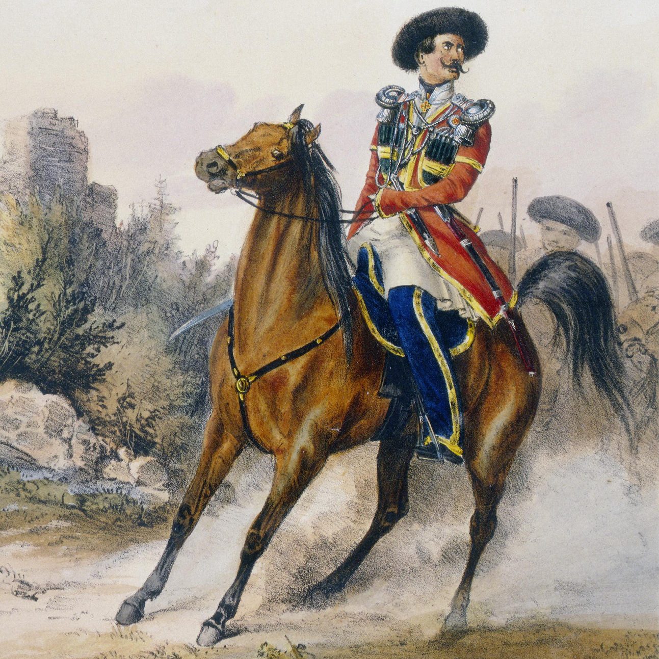 Lithograph of Officer of the Life-Guards Cossack squadron of His Imperial Majesty's Convoy 1830-1835