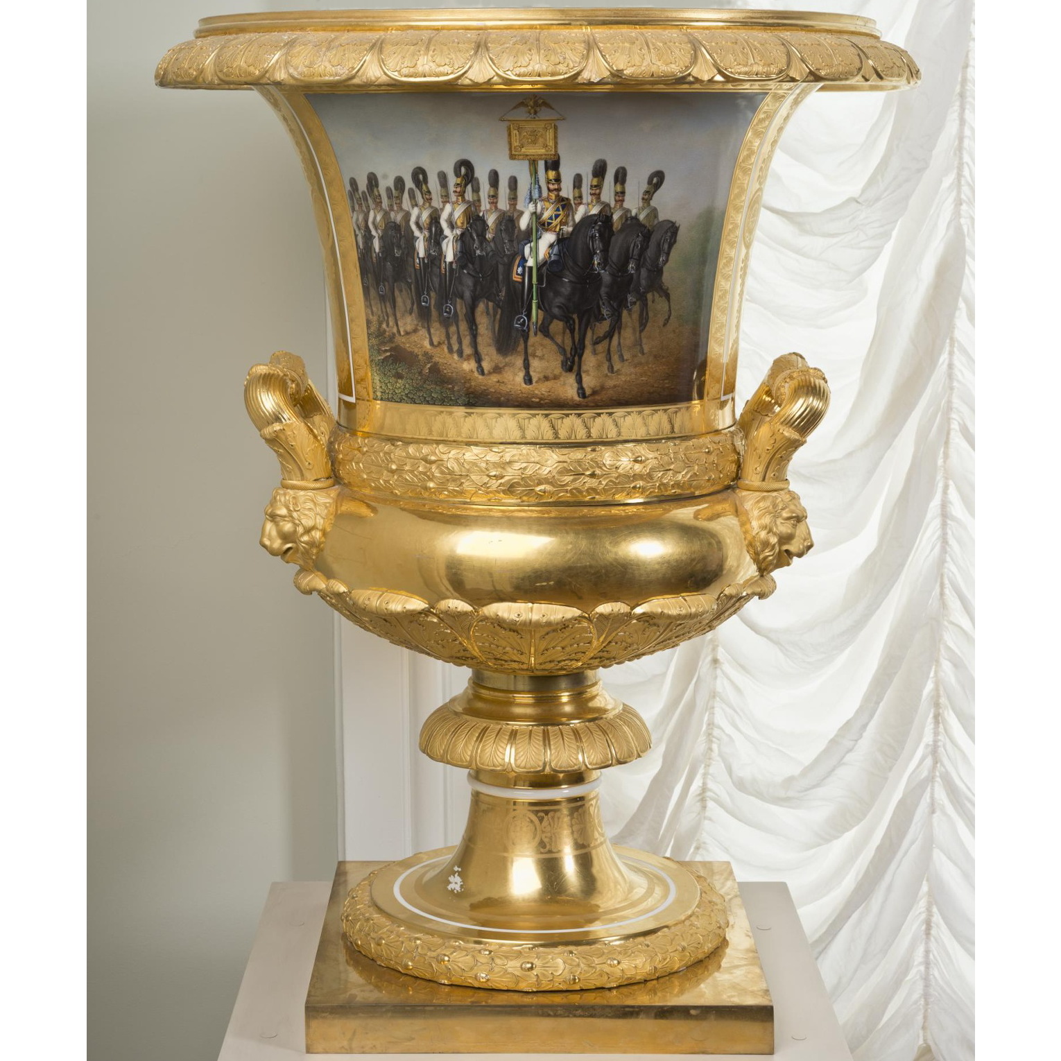 Russian Imperial Porcelain military vase - Life-Guard Horse Regiment