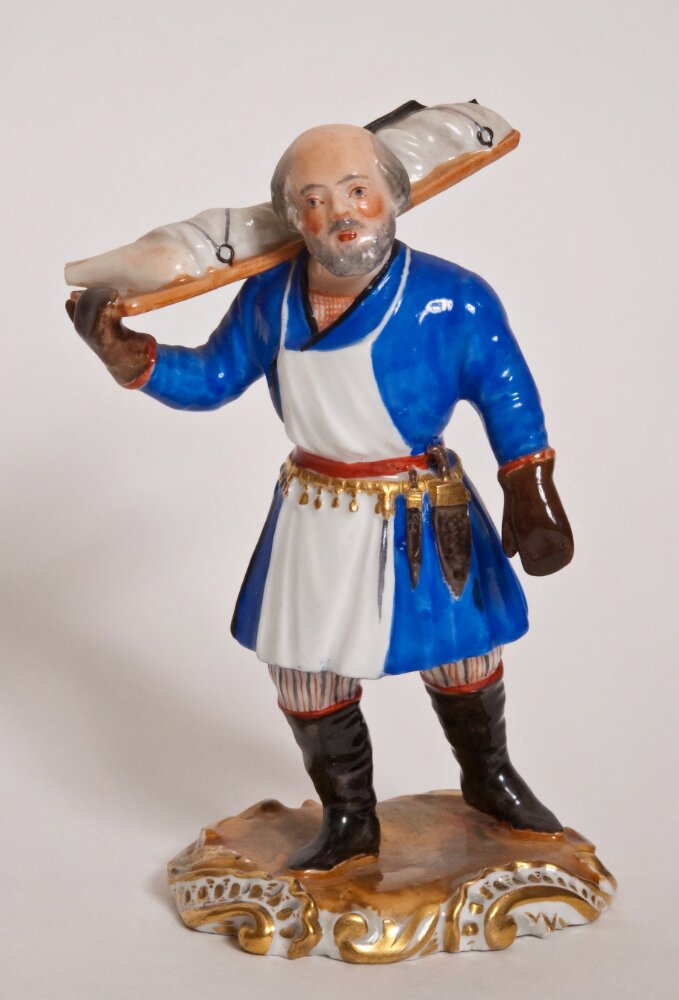Russian Imperial Porcelain Factory figure of Meat Seller. Period of Nicholas I.