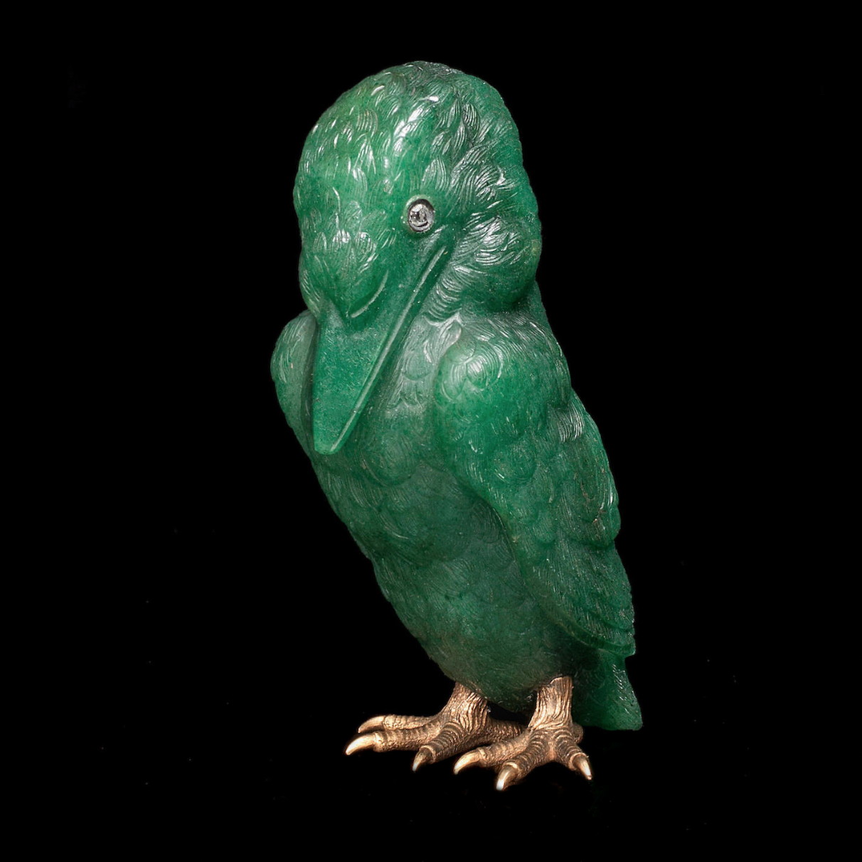 Faberge model of Kingfisher bird. Quartz. The figure is mounted on gold feet from Henrik Wigström's workshop.