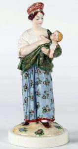 Russian Imperial Porcelain Factory Figural Group Mother With Baby Spiess