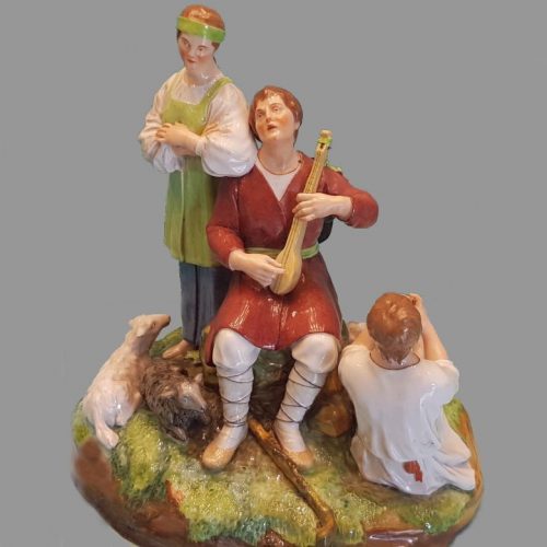 Russian Imperial Porcelain Factory Figural Group Village Musicians By Rachette