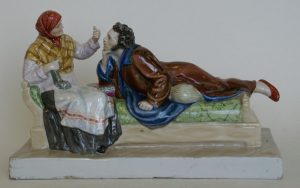 Soviet porcelain figural group "Pushkin with nanny" by Troupiansky