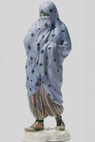 Soviet Lomonosov porcelain figure "Afghan Woman in Burqa" by Elizaveta Tripolskaya