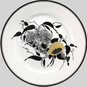 Soviet porcelain plate "The Mask" Sergei Chekhonin. State Porcelain Factory