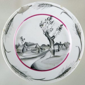 Soviet porcelain plate "Village" by Rozendorf