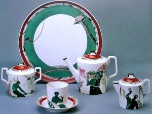Soviet Porcelain Service Green Workers Peasants By Kobyletskaya