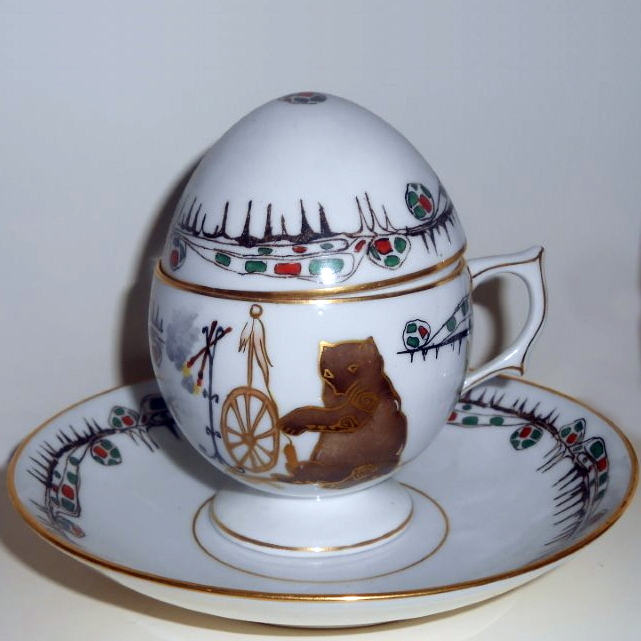 Kornilov Brothers cup and saucer "Bear" by Galnbek