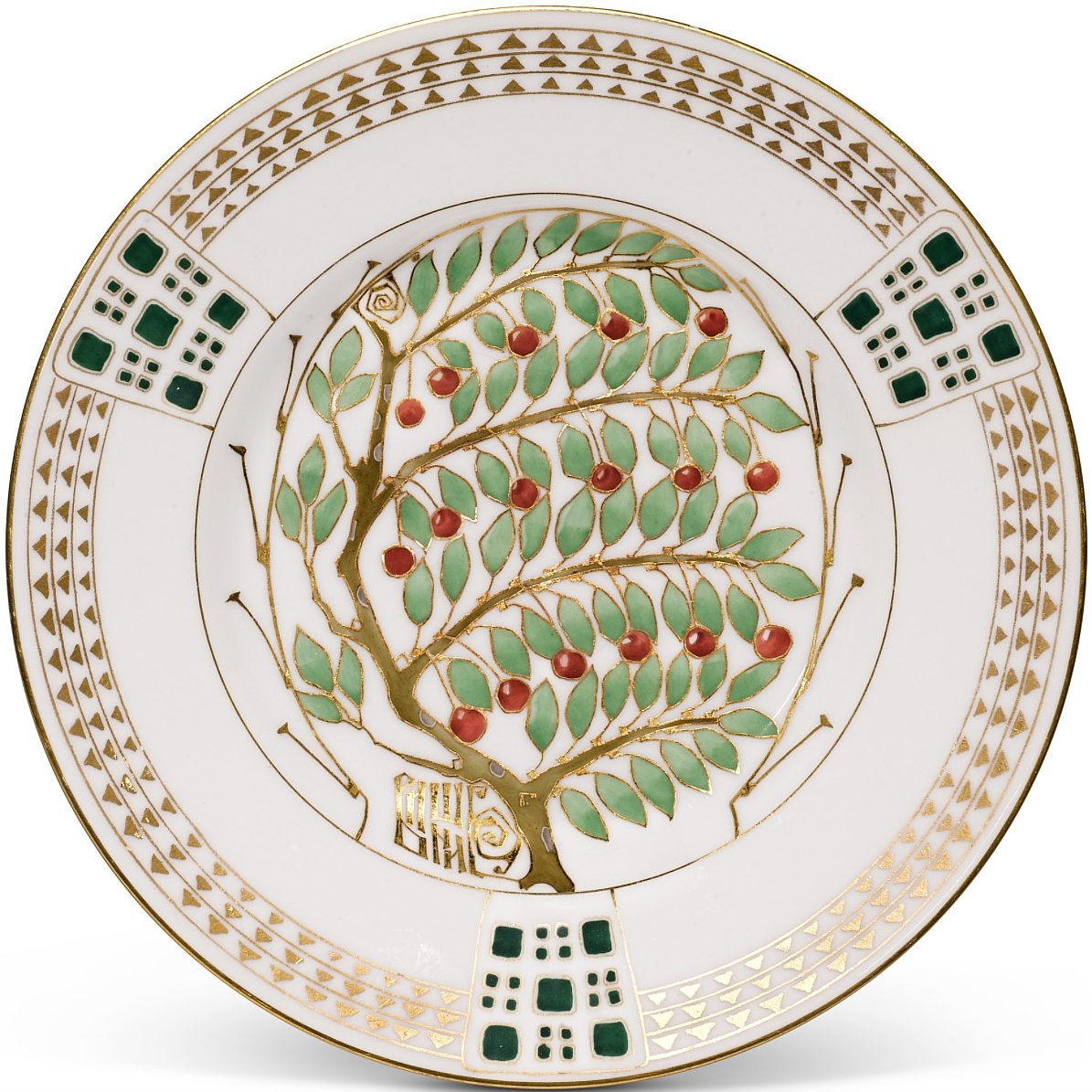 Kornilov Brothers porcelain plate "Cherry" by Ivan Galnbek