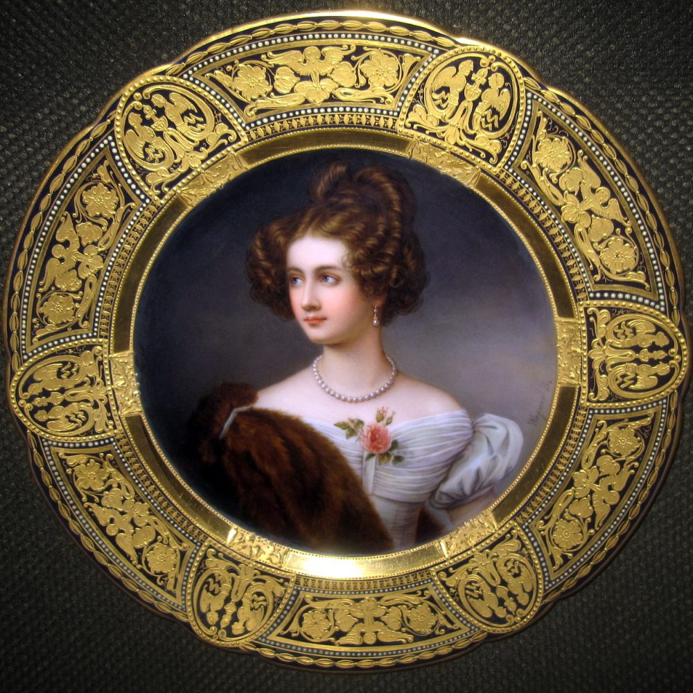 Royal Vienna Heubach Portrait Plate Amalie Freiin Von Kruedener After Stieler