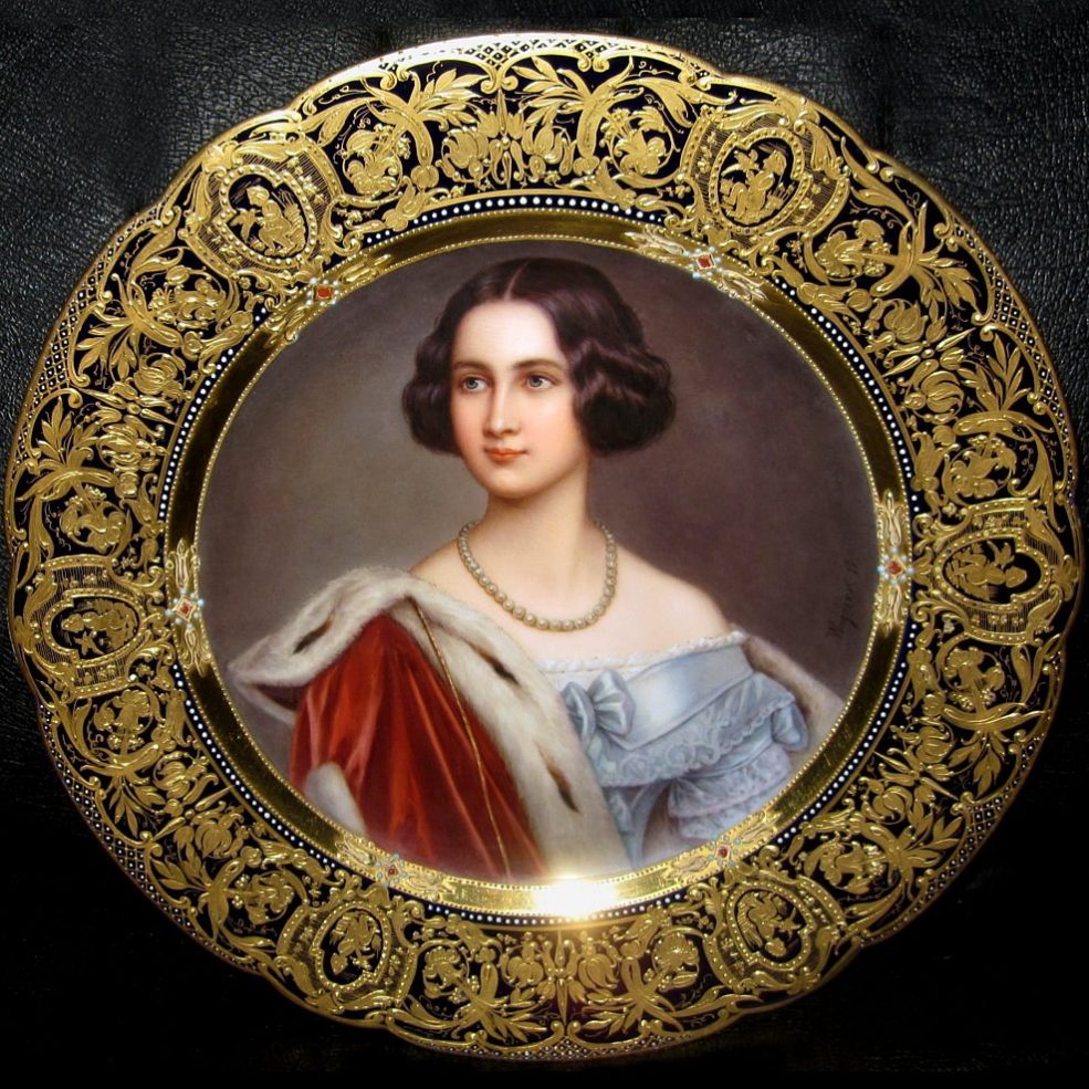 Royal Vienna portrait plate Marie Konigin v Bayern after Stieler