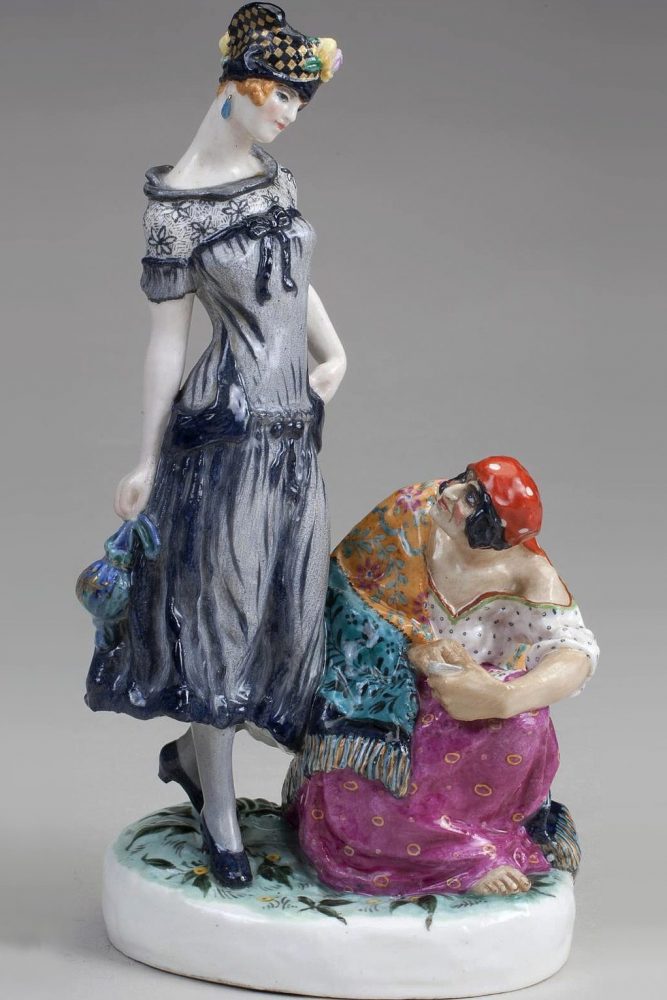 Soviet porcelain figural group "Fortune Teller" by Natalya Danko. State Porcelain Factory. 1920s