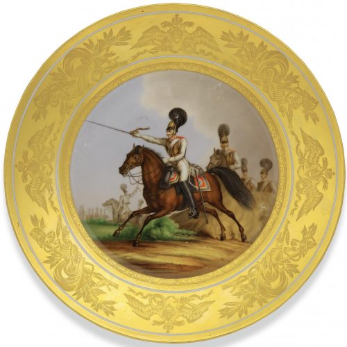 Russian Imperial Porcelain Military Plate 03 Horse Guardsmen
