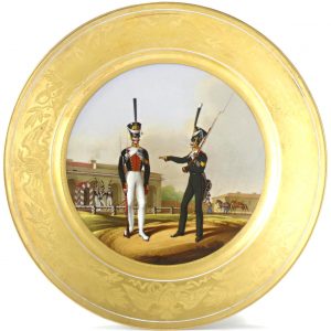 Russian Imperial Porcelain Military Plate 42 Moscow Guards Regiment