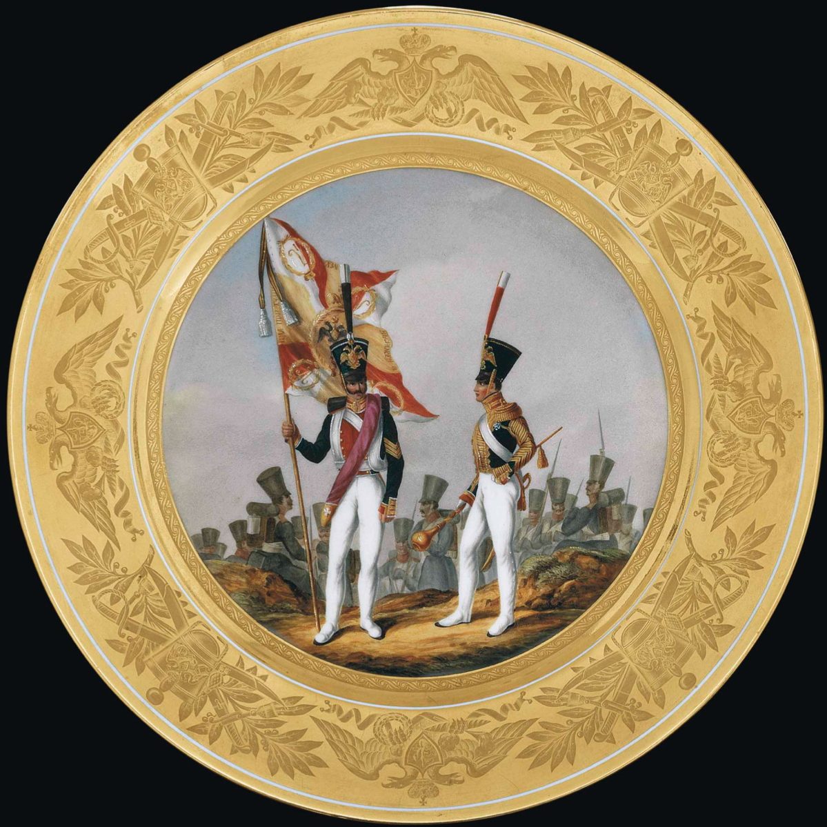 Russian Imperial Porcelain military plate Preobrazhensky Regiment of Imperial Life-Guards 3