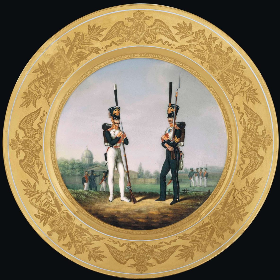 Russian Imperial Porcelain military plate Preobrazhensky Regiment of Imperial Life-Guards 2