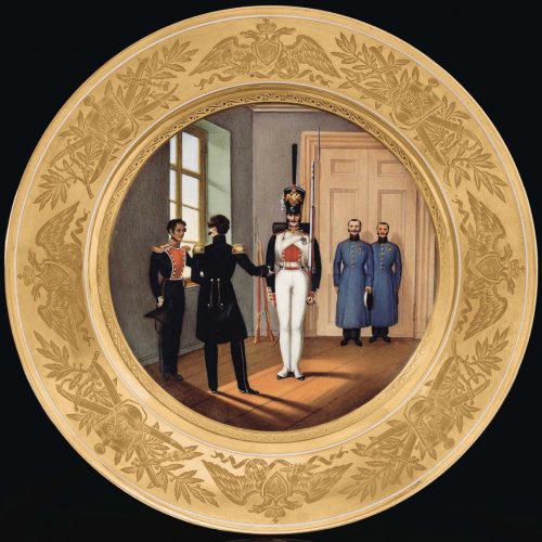 Russian Imperial Porcelain Military Plate 52 Izmaylovsky Regiment