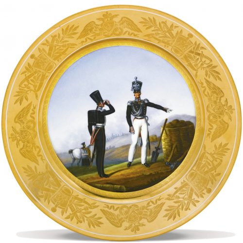 Russian Imperial Porcelain military plate Sappers officers