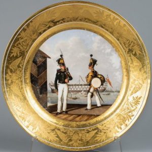 Russian Imperial Porcelain Military Plate 65c Equipage