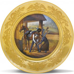 Russian Imperial Porcelain Military Plate 08b Horse Guardsmen