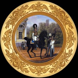 Russian Imperial Porcelain Military Plate 08x Kirasir