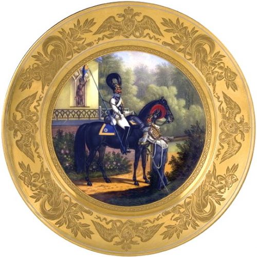 Russian Imperial Porcelain Military Plate 08y Kirasir