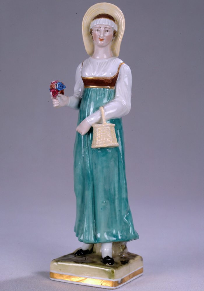 Gardner porcelain figure of Peasant Woman from Bern. Russian. Circa 1820. National Costumes series.