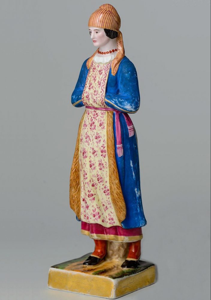 Gardner Porcelain Figure of Polish Jewish Woman from "Peoples of Austria" series. 1810s. Russian porcelain