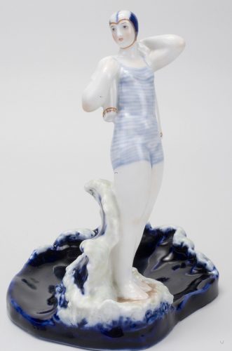 Soviet porcelain figure ashtray Swimmer by Danko