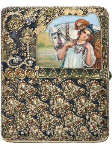 Russian Cloisonne Silver Enamel Cigarette Case Ruckert Faberge 04
