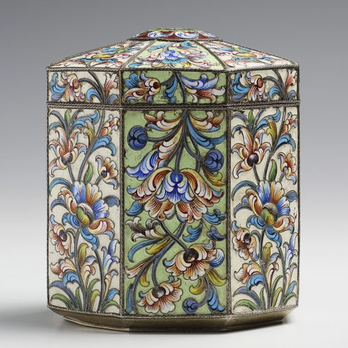 Russian Silver Enamel Tea Caddy 23 Zverev