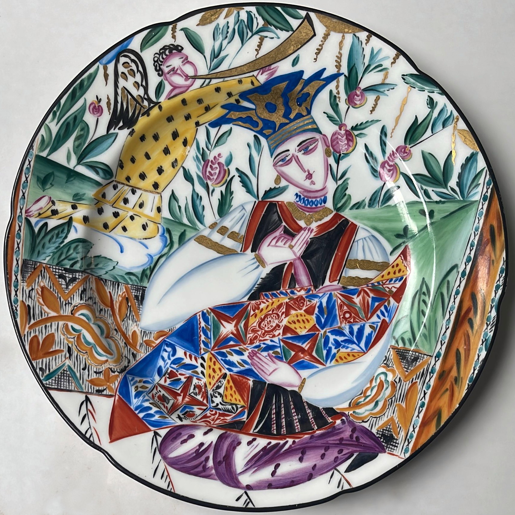 Soviet porcelain plate "Motherhood" by Shchekotikhina-Pototskaya