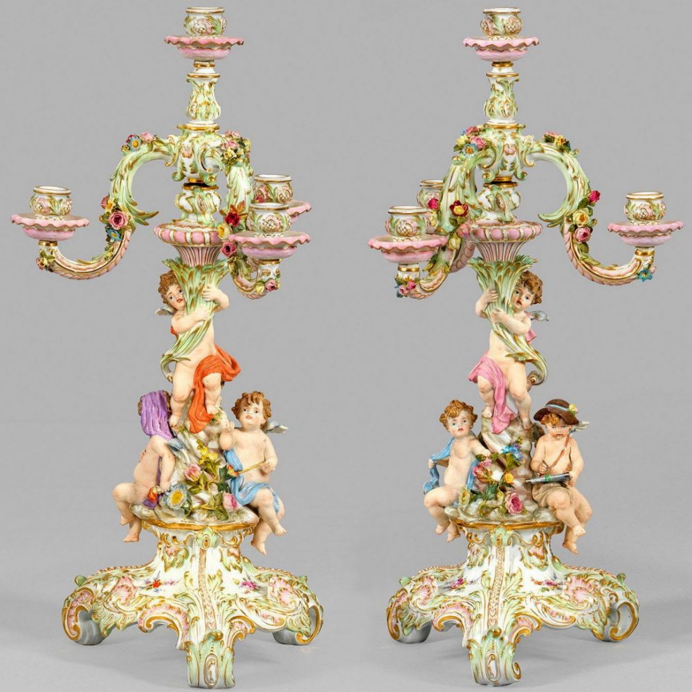 Meissen candelabra. Model number N168 and N169
