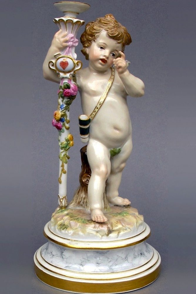 Meissen cupid figurine with the staff. Model number L126