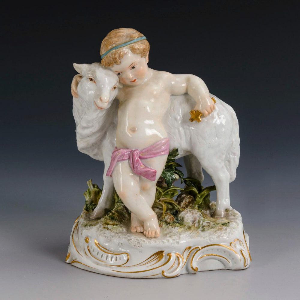 Meissen figure ST. JOHN boy with lamb.