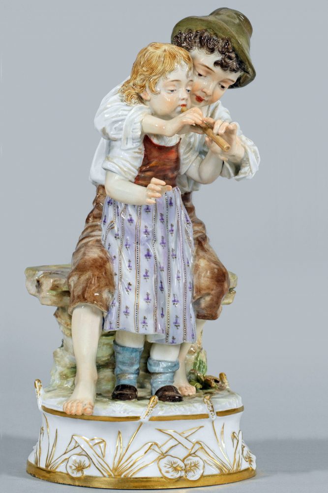 Meissen figural group "Flute Lesson". Model number S137 by Alfred Konig
