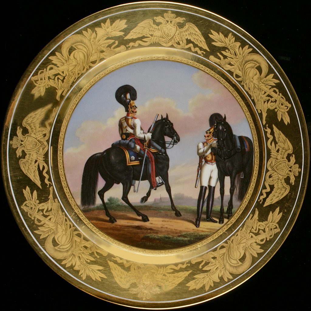 Russian Imperial Porcelain military plate Horse Guards 10