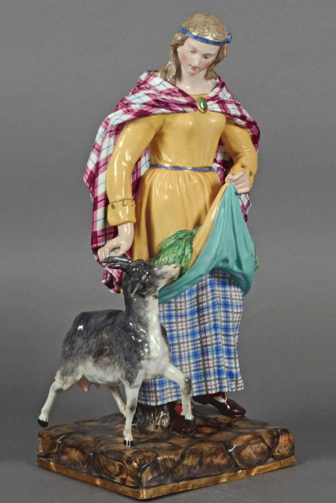 Meissen figure of Scottish woman with a goat. Model A177