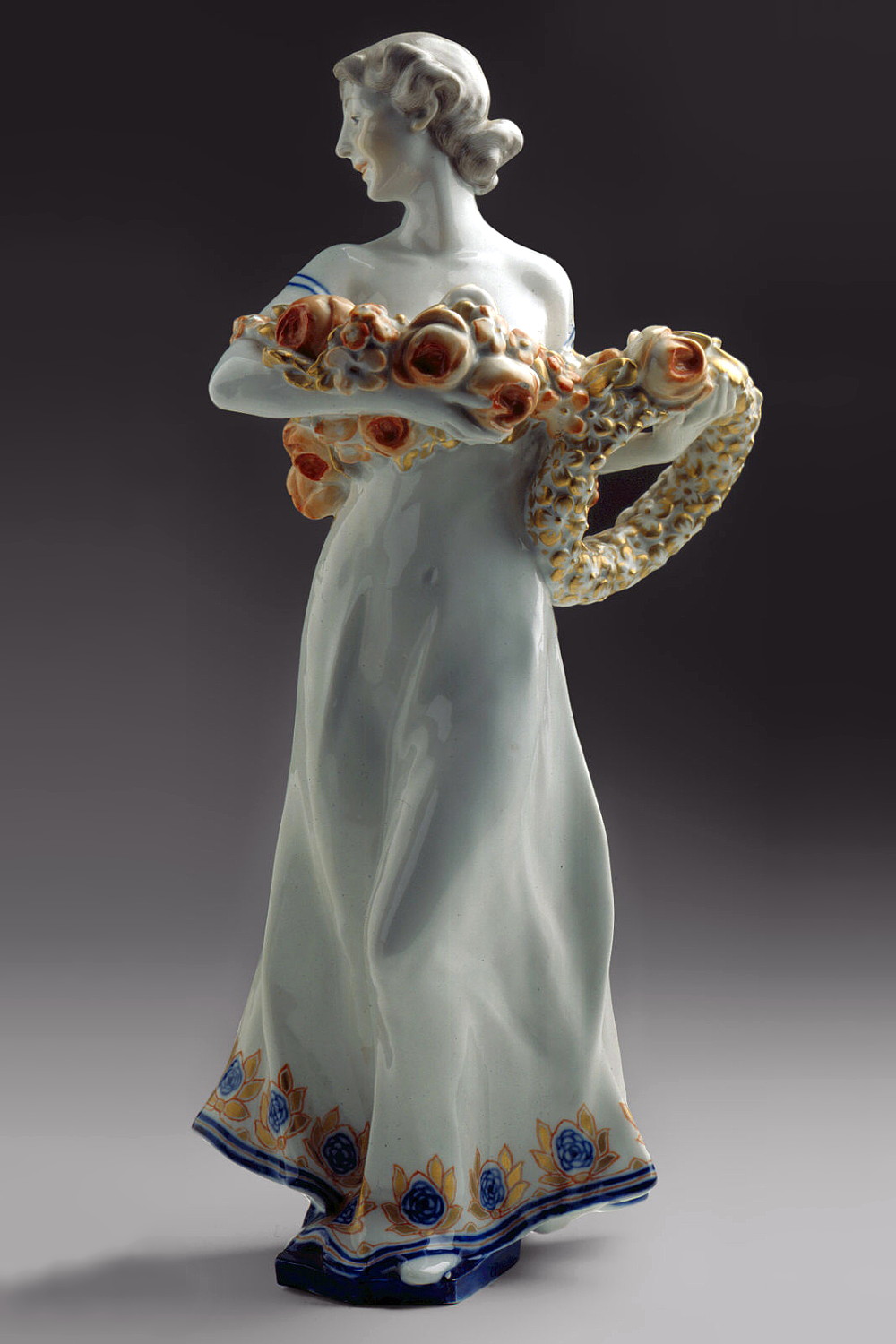 Meissen figure of Girl with roses by Theodor Eichler. Model A250