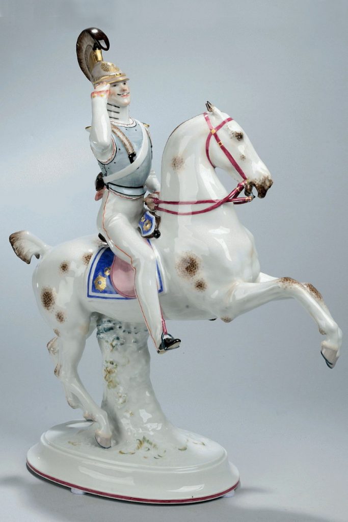 Meissen figural group "Cuirassier on horseback"