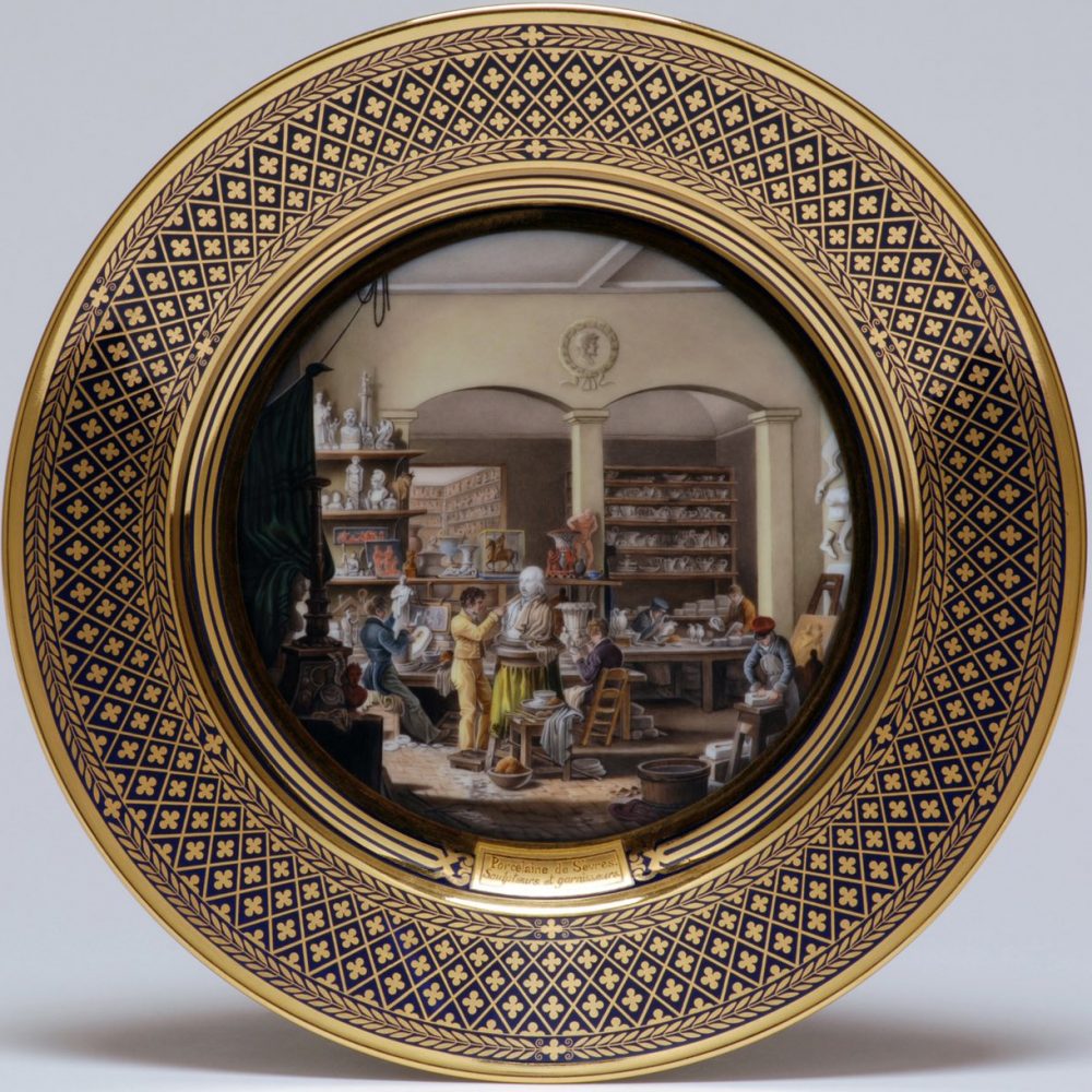 Sevres plate from Service des Arts Industriels depicting porcelain sculptors