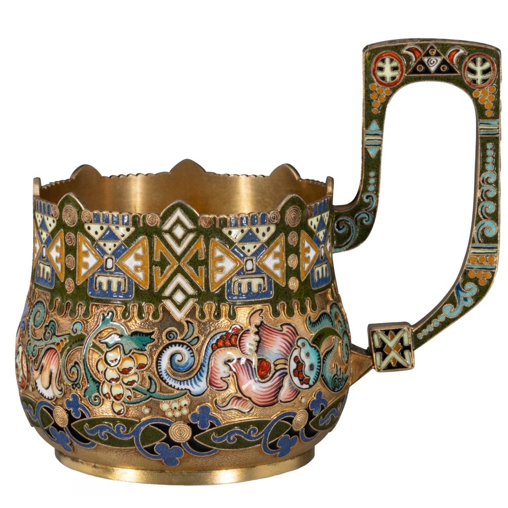 Russian Cloisonne Silver Enamel Tea Glass Holder Ruckert 32