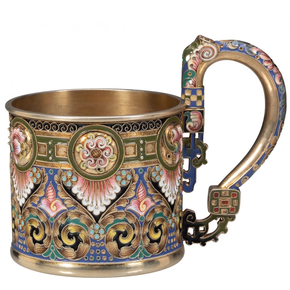 Russian Cloisonne Silver Enamel Tea Glass Holder Ruckert 33